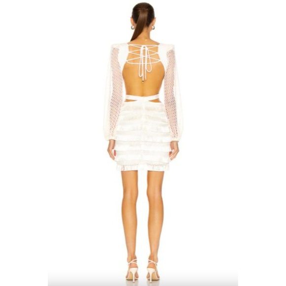 PatBO Cut-out Fringe Mini Dress White Women's Size 2 - Picture 16 of 16